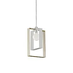 Sospensione Moderna Duplo 1 Luce Ferro Laccato Bianco E Tortora