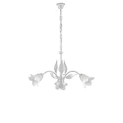 Lampadario 3 Luci Olga Bianco e Argento Ferro Battuto e Vetro BeLight