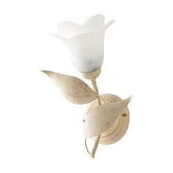 Applique 1 Luce Olga Ferro Battuto Avorio Oro Vetro BeLight