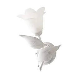 Applique 1 Luce Olga Ferro Battuto E Vetro Bianco E Argento BeLight