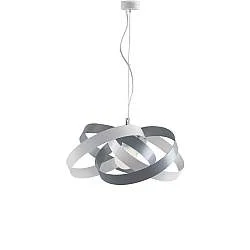 Sospensione Moderna Vertigo 1 Luce 4 Cerchi Ferro Laccato Bianco E Grigio