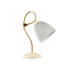 Lampada Lumetto 1 Luce Dallas BeLight  in Ferro Battuto Avorio e Vetro Bianco