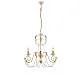 Lampadario Shabby Damasco 3 Luci Ferro Battuto Avorio E Oro Con Cristalli