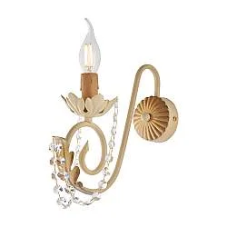 Applique Shabby Damasco 1 Luce Ferro Battuto Avorio E Oro Con Cristalli