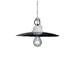 Lampadario Industrial Potenza Ferro E Ceramica Nero Diam. 25Cm 1 Luce E27