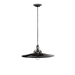 Sospensione Industrial Minimal B&W Metallo Smaltato Nero 1 Luce E27 42Cm