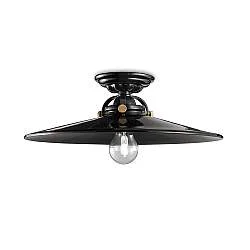 Plafoniera Industrial Minimal B&W Metallo Smaltato Nero 1 Luce E27 42Cm