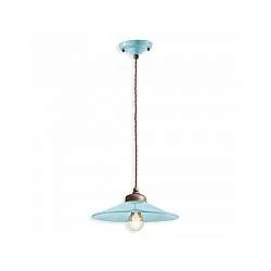 Lampadario Vintage Colors Ferro E Ceramica Azzurro 1 Luce E27 30Cm