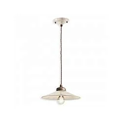 Lampadario Vintage Colors Ferro E Ceramica Crema 1 Luce E27 30Cm