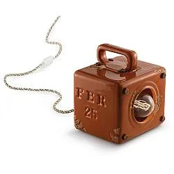 Lumetto Vintage Industrial Cubica Ferro Ceramica Arancio 1 Luce E27