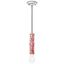 Sospensione Piccola Vintage Decò Pi Ceramica Ming Rosso 1 Luce E27