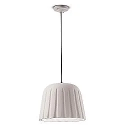 Sospensione Piccola Vintage Decò Madame Gres Ceramica Bianco 1 Luce E27