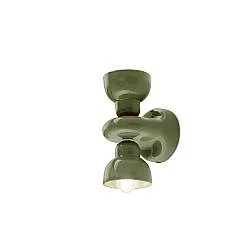 Applique Vintage Decò Berimbau Ceramica Verde Salvia 2 Luci E14
