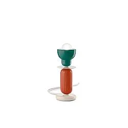 Lumetto Vintage Decò Berimbau Ferro Ceramica Turchese E Arancio Pokè 1 Luce E27
