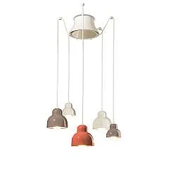 Lampadario Finitura Mix Vintage Decò Berimbau Ceramica 3 Luci E27