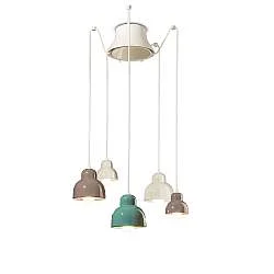 Lampadario Vintage Decò Berimbau Mix Ceramica 3 Luci E27
