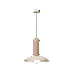 Lampadario Vintage Decò Pau Ceramica Crema E Grigio Sabbia 1 Luce E27