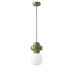 Sospensione Vintage Decò Copacabana Ceramica Verde 1 Luce E27
