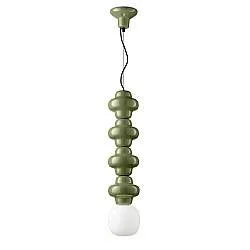 Sospensione Vintage Decò Copacabana 4 Moduli Ceramica Verde 1 Luce E27