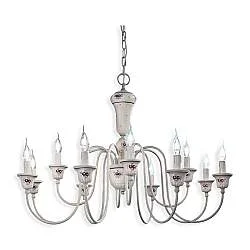 Lampadario Classico Sanremo Metallo Ceramica Bianco Filo Blu 12 Luci E14