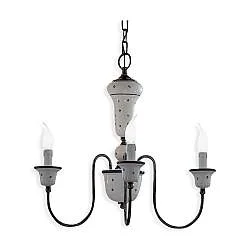 Lampadario Classico Sanremo Metallo E Ceramica Bianco Sfumato Argento 3 Luci E14