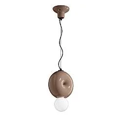Sospensione Vintage Decò Bumbum 1 Elemento Ceramica Marrone Moka 1 Luce E27