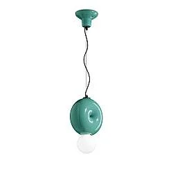 Sospensione Vintage Decò Bumbum 1 Elemento Ceramica Turchese 1 Luce E27