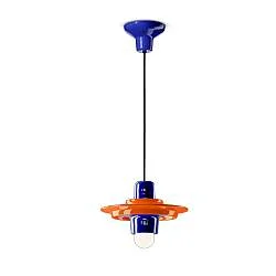 Sospensione Deco Voilà Ceramica Arancio Volpe Blu Robot 1 Luce E27