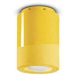 Plafoniera Vintage Decò Pi Ceramica Giallo Limone 1 Luce E14