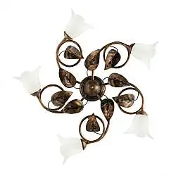Plafoniera Arte Povera Limone 5 Luci Marrone e Bianco LuceArt Classic