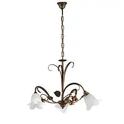Lampadario Arte Povera Cestino 3 Luci Marrone e Bianco LuceArt Classic
