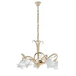 Lampadario Arte Povera Cestino 5 Luci Avorio e Bianco LuceArt Classic