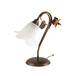Lampada da Tavolo Cestino 1 Luce Marrone e Bianco LuceArt Classic