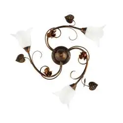 Plafoniera Arte Povera Cestino 3 Luci Marrone e Bianco LuceArt Classic