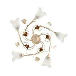 Plafoniera Arte Povera Cestino 5 Luci Avorio e Bianco LuceArt Classic