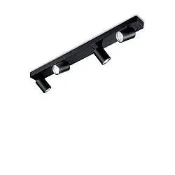 Plafoniera Moderna Rudy Metallo Nero 4 Luci 7W 3000K Luce Calda